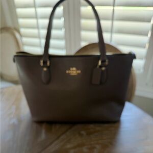 Coach Taupe Crossgrain leather and coated canvas with Double Handles